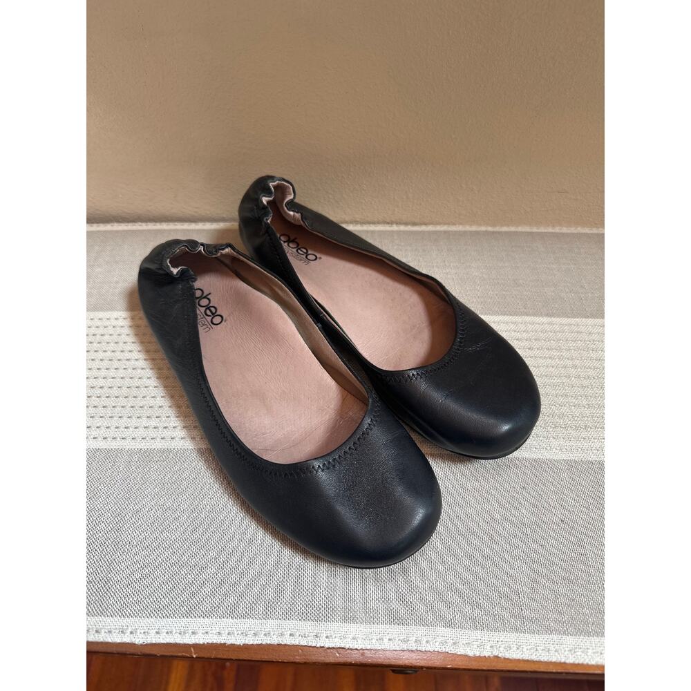 ABEO Tammy Black Leather Bio System Orthotic Flats Size 8 N
